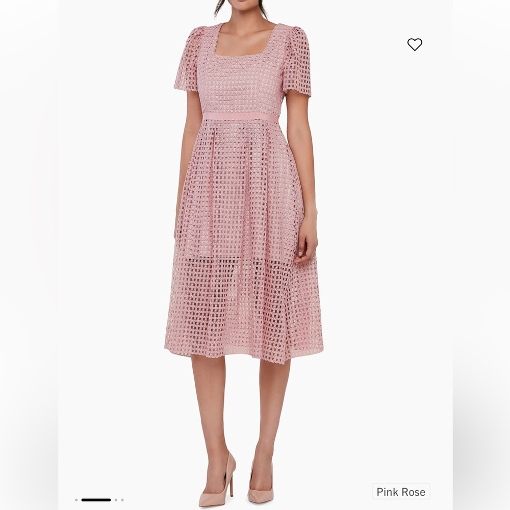 NEW Rachel Parcell Pink Rose Square Neck Midi Dress size 6